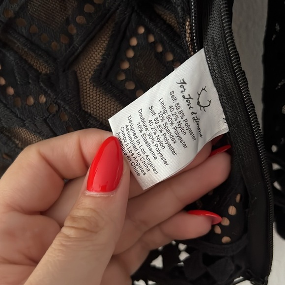 For Love & Lemons Florence Crop Top Black Lace - Picture 6 of 8